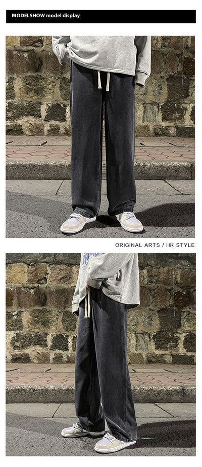 Jeans Rectos Holgados Estilo Retro Lavado Vintage para Hombre - Image 7