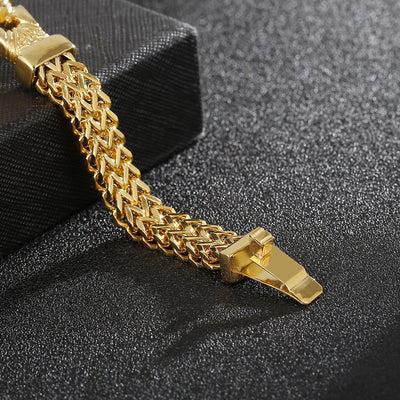Pulsera Cadena Mesh Dorada Hip Hop Acero Inoxidable para Hombre - Image 3
