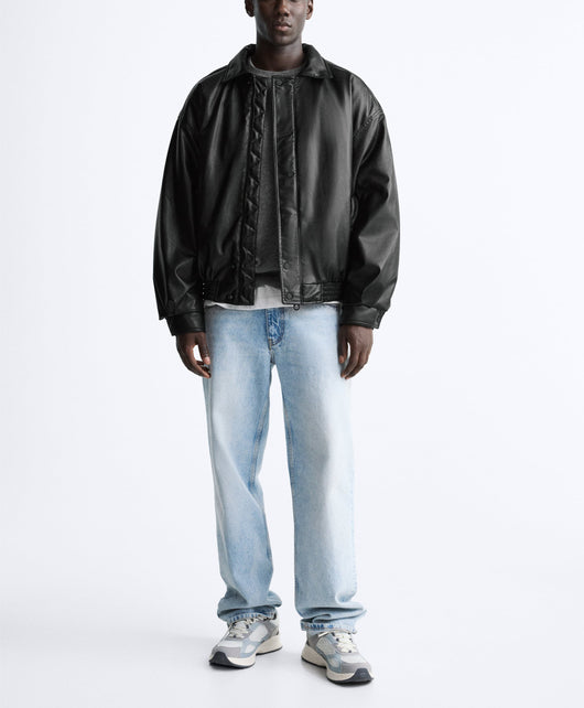 Chaqueta de Cuero Sintético con Solapas y Algodón para Hombre - Image 8