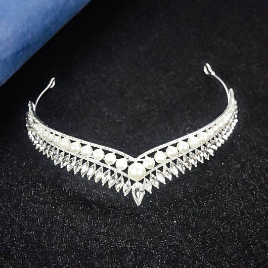 Corona de Novia con Perlas - Tiara Elegante Princesa para Novia e Influencers - Image 4