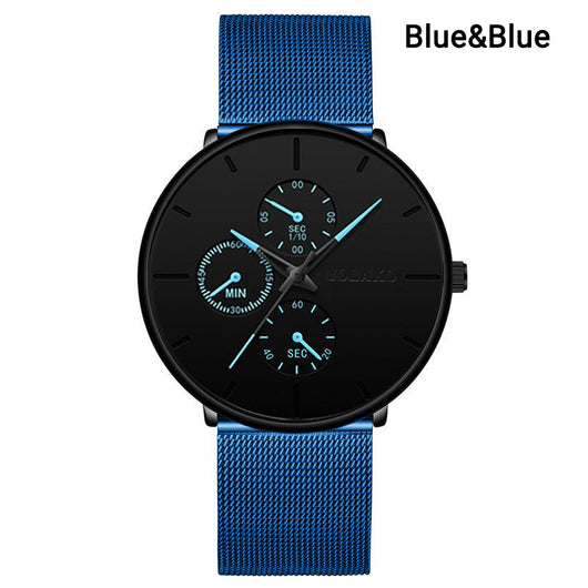 Reloj de Hombre Elegante con Correa de Malla Metálica y Tres Esferas - Image 2