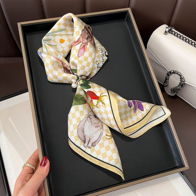 Pañuelo de Seda Beige Cuadrado para Mujer - Versátil y Fácil de Combinar - Image 27