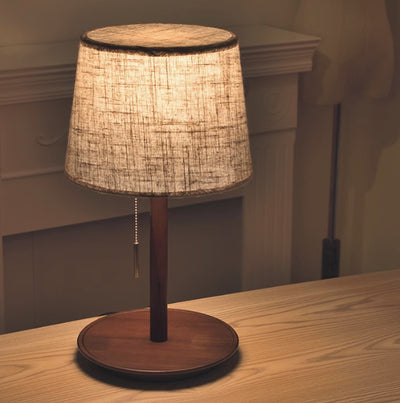 Lámpara de Mesita de Noche en Madera de Nogal Macizo