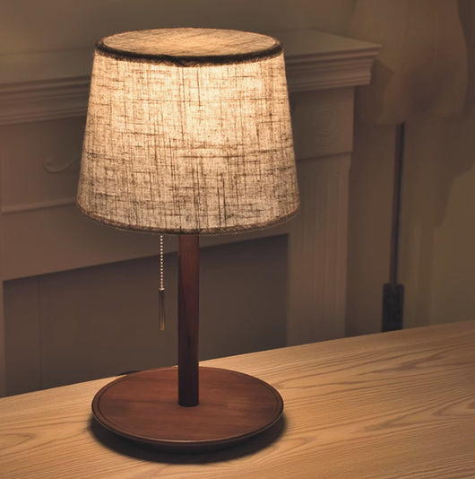 Lámpara de Mesita de Noche en Madera de Nogal Macizo