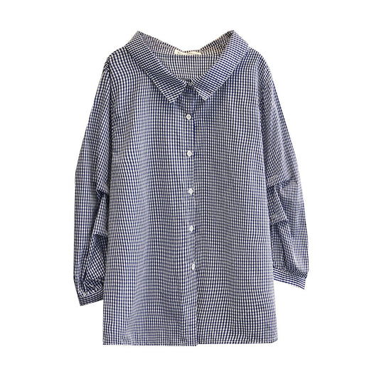 Camisa Cuadros Manga Tres Cuartos Lantern