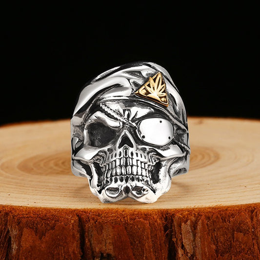 Anillo de Calavera Hip Hop Punk Plata 925 Estilo Personalidad