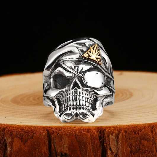Anillo de Calavera Hip Hop Punk Plata 925 Estilo Personalidad