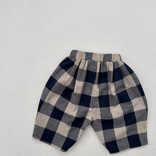 Pantalones Capri Cuadros Azul Retro para Niños - Image 18