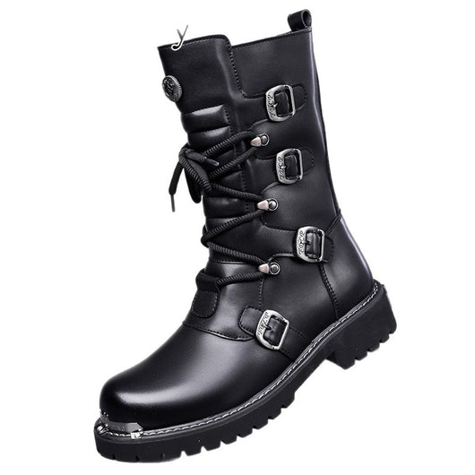 Botas Altas de Invierno para Hombre Estilo Ecuestre Vintage Denim Británico - Image 2