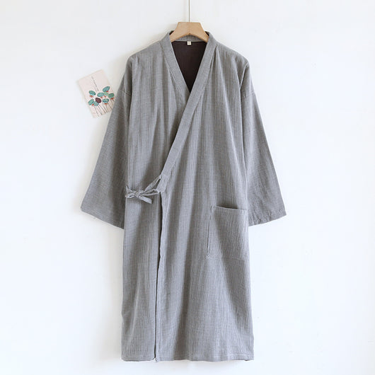 Bata Kimono de Algodón Puro para Hombre - Diseño Tradicional Japonés con Cordones - Image 16