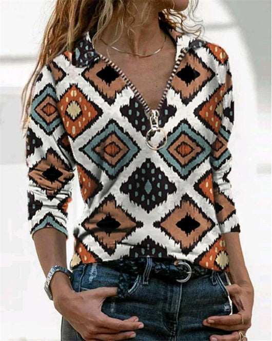 Sudadera Retro con Estampado Vintage y Cierre de Cremallera - Estilo Europeo y Americano - Image 7
