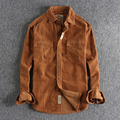 Camisa de Pana Vintage Lavada Manga Larga para Hombre - Image 6