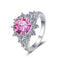 925 Sterling Plateado Ring Female 3 Karat Color Moissanite Affordable Luxury Estilo Ring No 9 Rosado
