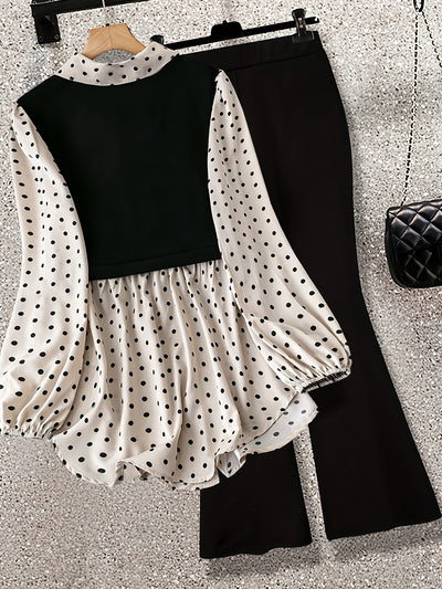 Blusa Larga Estampado Lunares con Leggings Integrados - Image 8