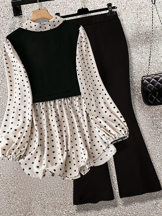 Blusa Larga Estampado Lunares con Leggings Integrados - Image 8