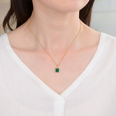 Collar Llavero de Plata 925 con Malaquita Verde Natural - Image 8