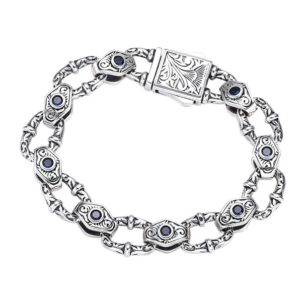 Pulsera de Plata Esterlina 925 con Patrón en Relieve para Hombre