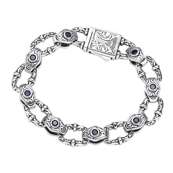Pulsera de Plata Esterlina 925 con Patrón en Relieve para Hombre