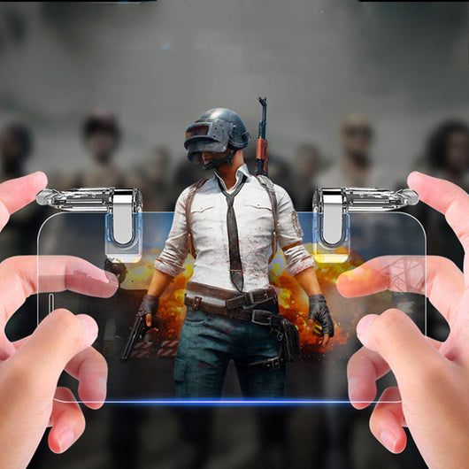 Pair of transparent and silver mobile gaming triggers with pistol-grip style levers for smartphone attachment. - Image 6