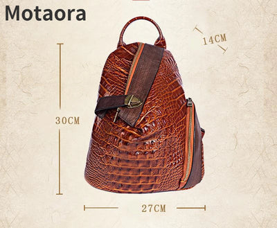 Mochila Vintage Estilo Chino con Patrón de Peces en Cuero Repujado - Image 7