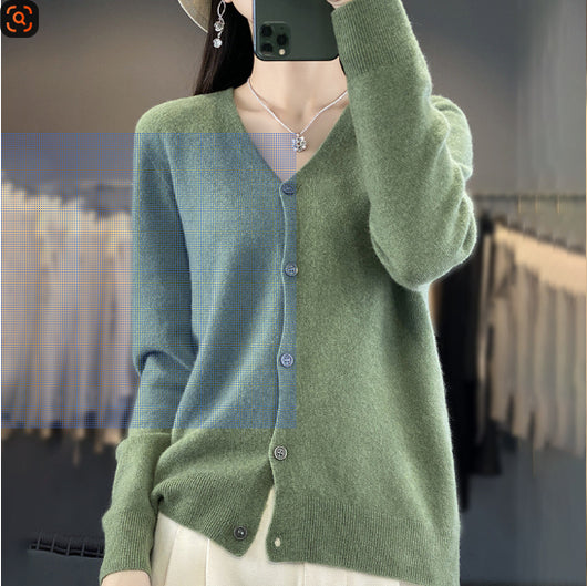 Cardigan Corto Cuello V para Mujer - Suéter Exterior Versátil - Image 13