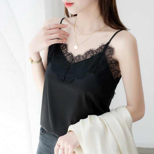 Camisola de Encaje para Pestañas en Seda Satinada para Mujer - Image 3