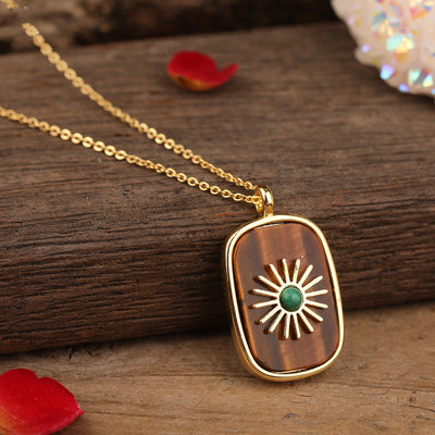 Colgante de Piedra con Girasol Pavé para Mujer - Image 5