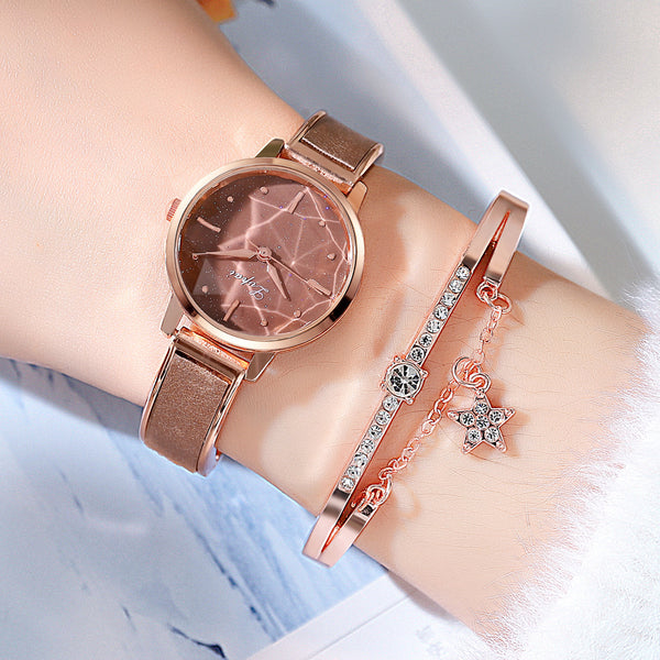 Reloj de Cuarzo para Mujer Minimalista con Detalle Acuático Exquisito