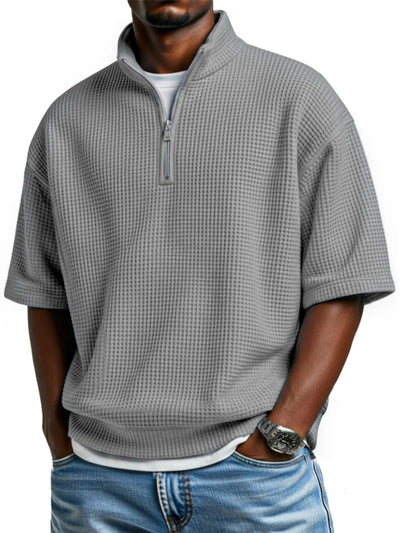 Polo Camiseta Manga Corta Waffle-Knit con Cierre de Medio Zipper para Hombre - Image 10