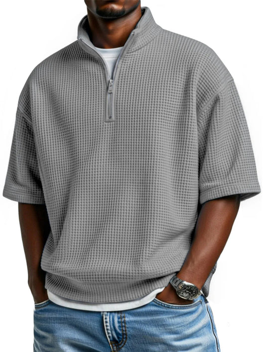 Polo Camiseta Manga Corta Waffle-Knit con Cierre de Medio Zipper para Hombre - Image 10
