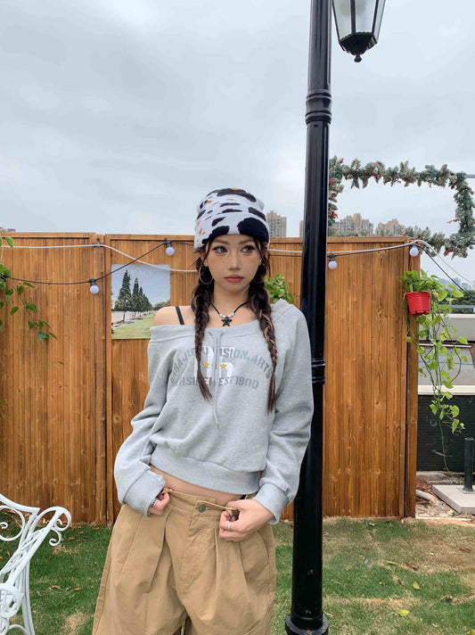 Sudadera Retro con Estampado de Letras y Cordones en Hombros - Image 2