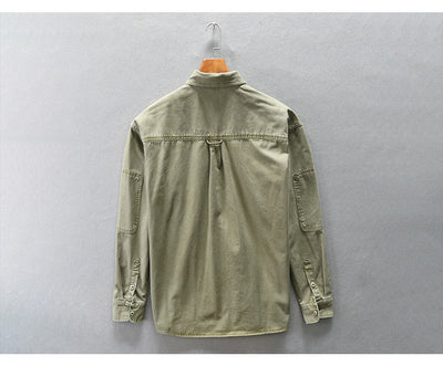 Camisa de Trabajo Retro Estilo Japonés Manga Larga para Hombre - Image 9