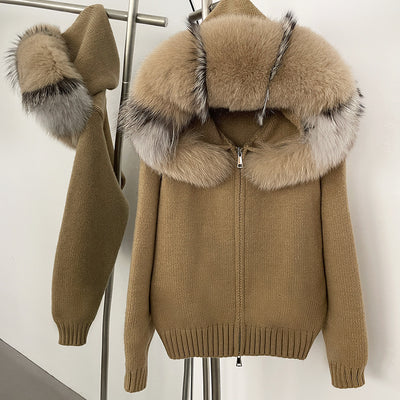 Abrigo de Primavera para Mujer con Cuello de Zorro Real y Capucha - Image 38