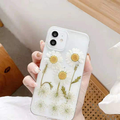 Funda Protectora para Teléfono con Diseño Margarita en Resina Epoxi