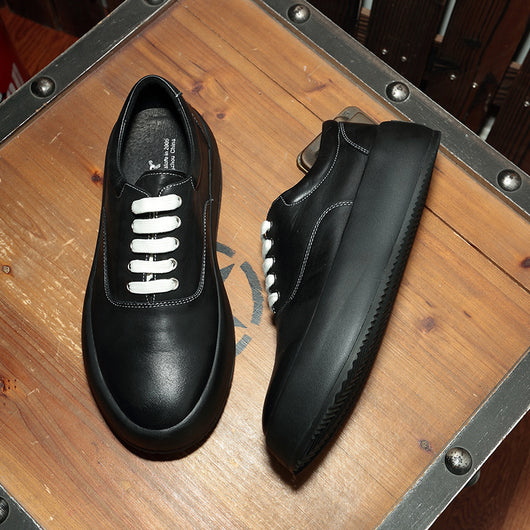 Zapatos de Cuero Cómodos con Suela Gruesa Estilo Coreano para Hombre - Image 5
