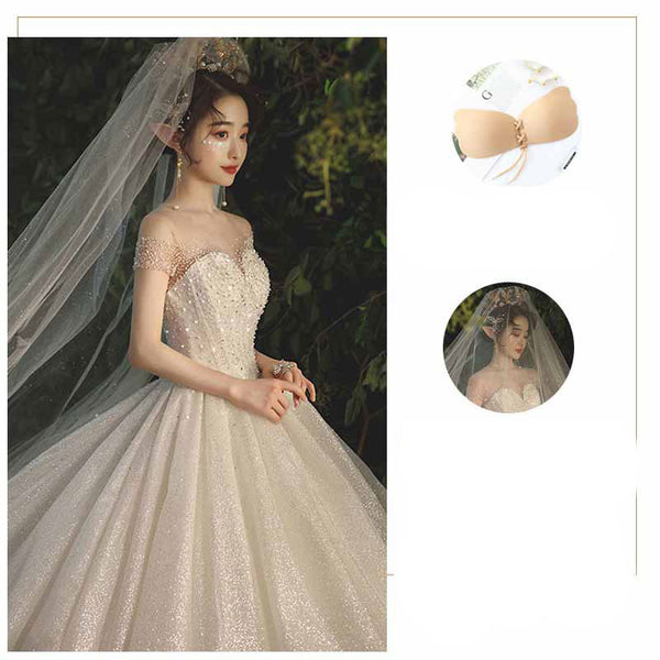 Vestido de Novia Elegante con Corset y Cola Larga