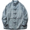 Camisa Denim Unisex con Cuello Parado y Botones Rana Retro