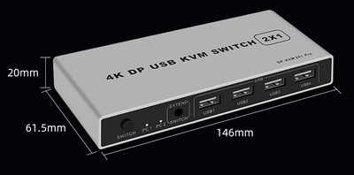 Switch KVM DisplayPort 2x1 4K 60Hz para 2 PCs - Image 7