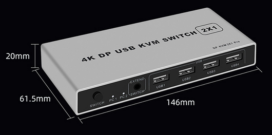 Switch KVM DisplayPort 2x1 4K 60Hz para 2 PCs - Image 7