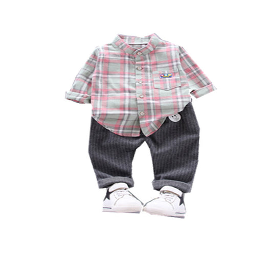 Conjunto Infantil de Camisa Cuadrille Manga Larga para Bebé - Image 3