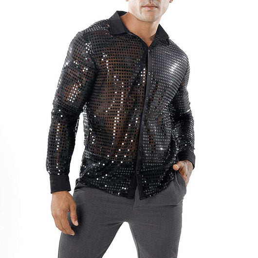 Camisa Manga Larga con Estampado de Lunares para Hombre - Image 5