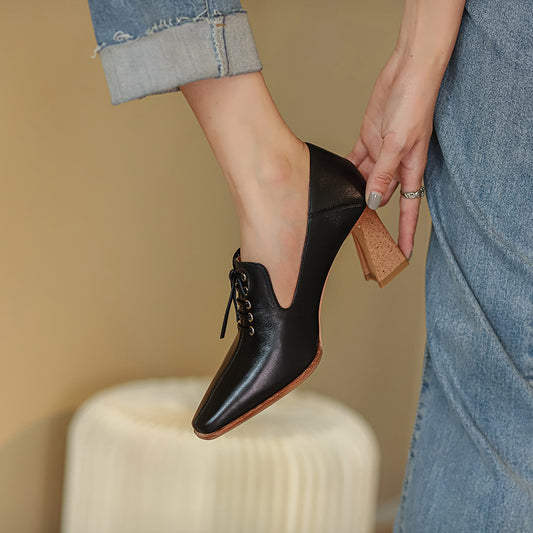 Zapatos de Tacón Alto para Mujer Talla Grande - Estilo Elegante con Cordones