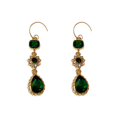 Aretes de Gancho Diamante y Esmeralda - Image 2