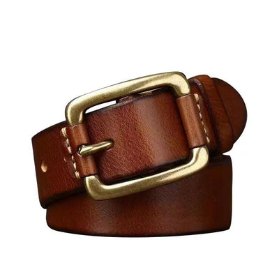 Cinturón de Cuero Genuino para Hombre con Hebilla Retro de Latón - Image 5