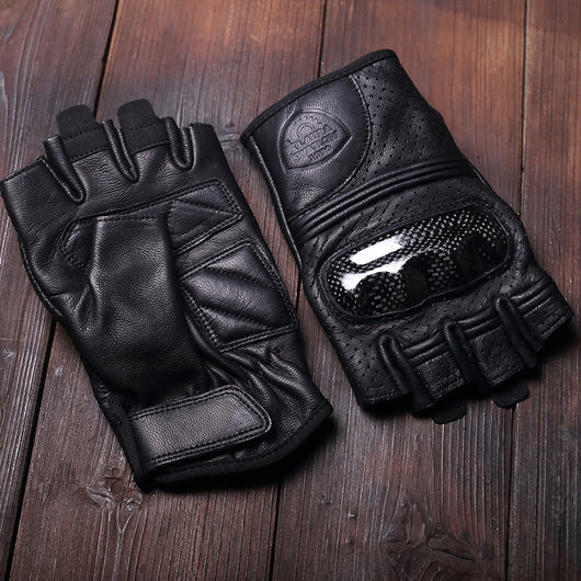 Guantes de Motocicleta Cuero Vacuno Amarillo Dedos Libres - Image 11
