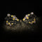 Aretes Flor de Diamante Hueco con Cristales Brillantes
