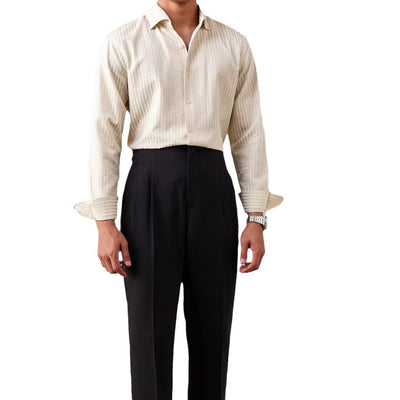 Camisa Blanca Italiana de Cuello Clásico para Hombre, Manga Larga - Image 5