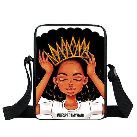 Bolso Diagonal con Diseño de Niña Afro - Negro - Image 22