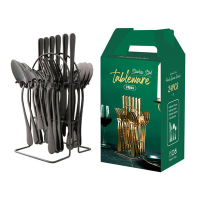 Juego de Cubiertos Dorados de Acero Inoxidable con Organizador - Servicio de Lujo - Image 23