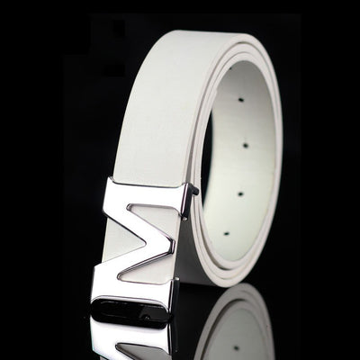 Cinturón Casual para Hombre con Hebilla M Blanco Puro - Estilo Juvenil - Image 3